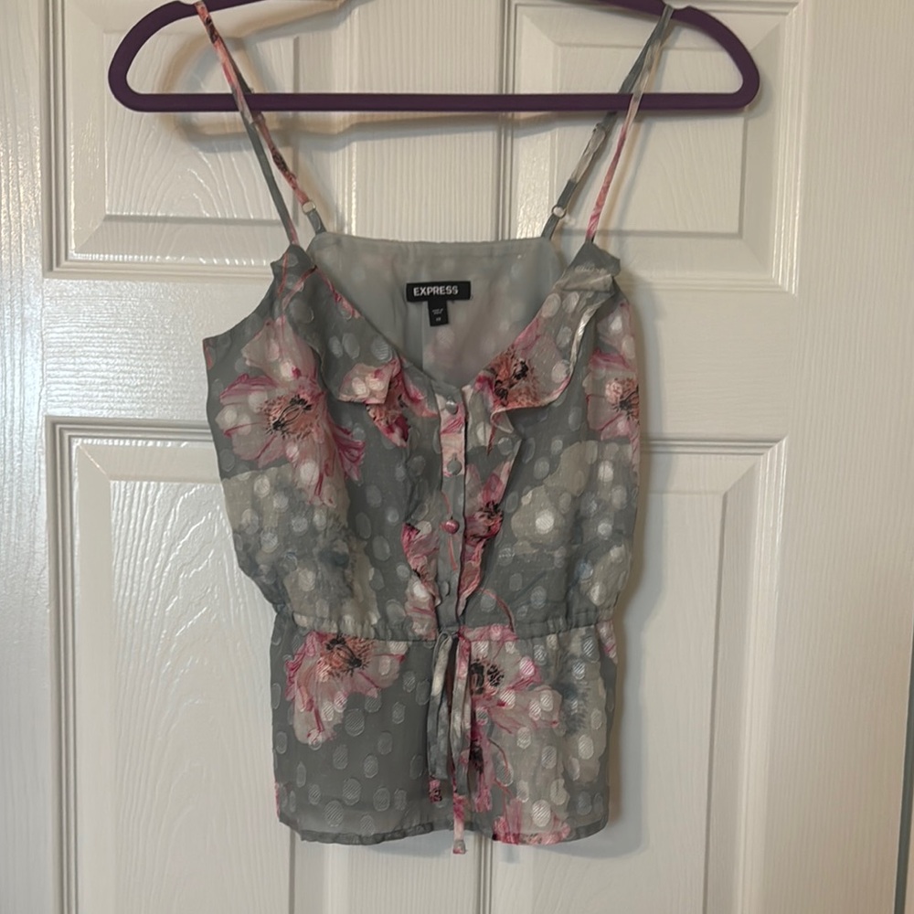 Express Floral Camisole in Gray and Pink